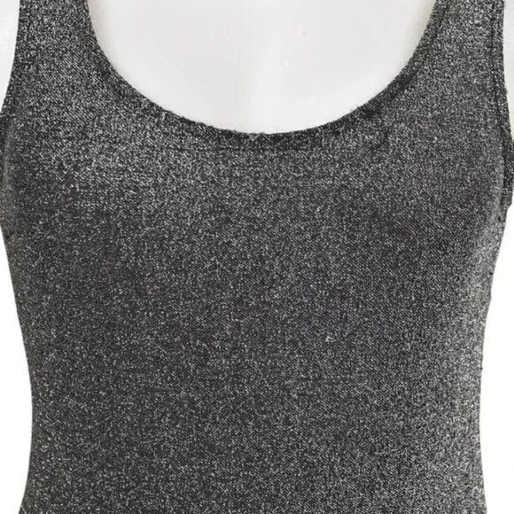Zara Silver Bodysuit Sparkly Metallic Size Medium - Picture 3 of 9